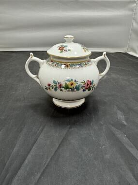 Vintage Coalport Ming Rose Lidded Sugar Bowl Bone China England Floral Gold Trim